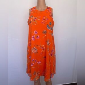 Floral Orange Sleeveless Dress